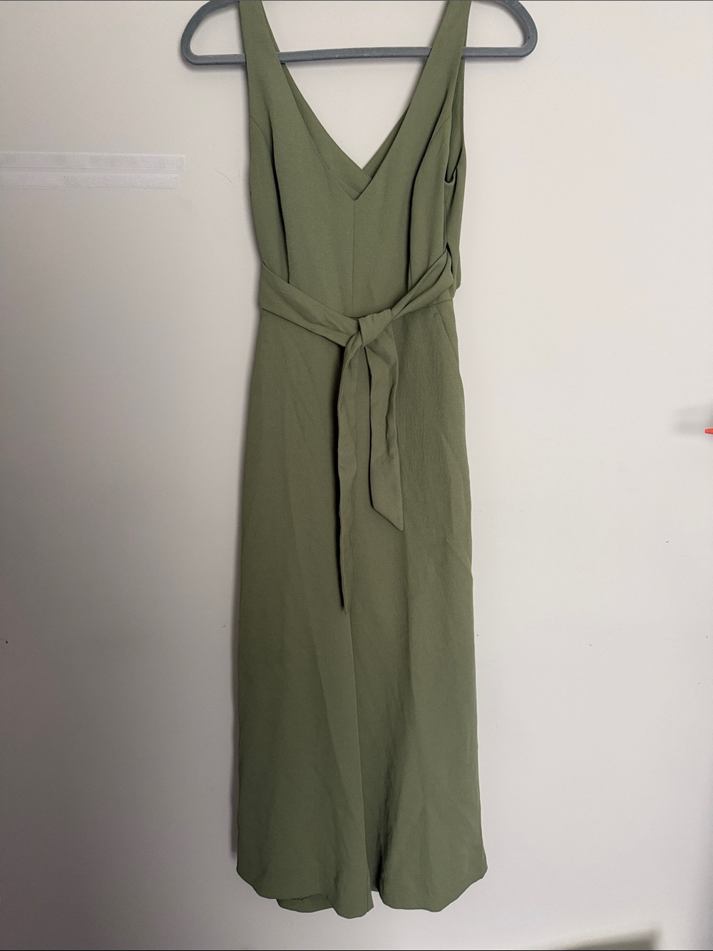 Wilfred Olive V-Neck Maxi Dress with Waist Tie